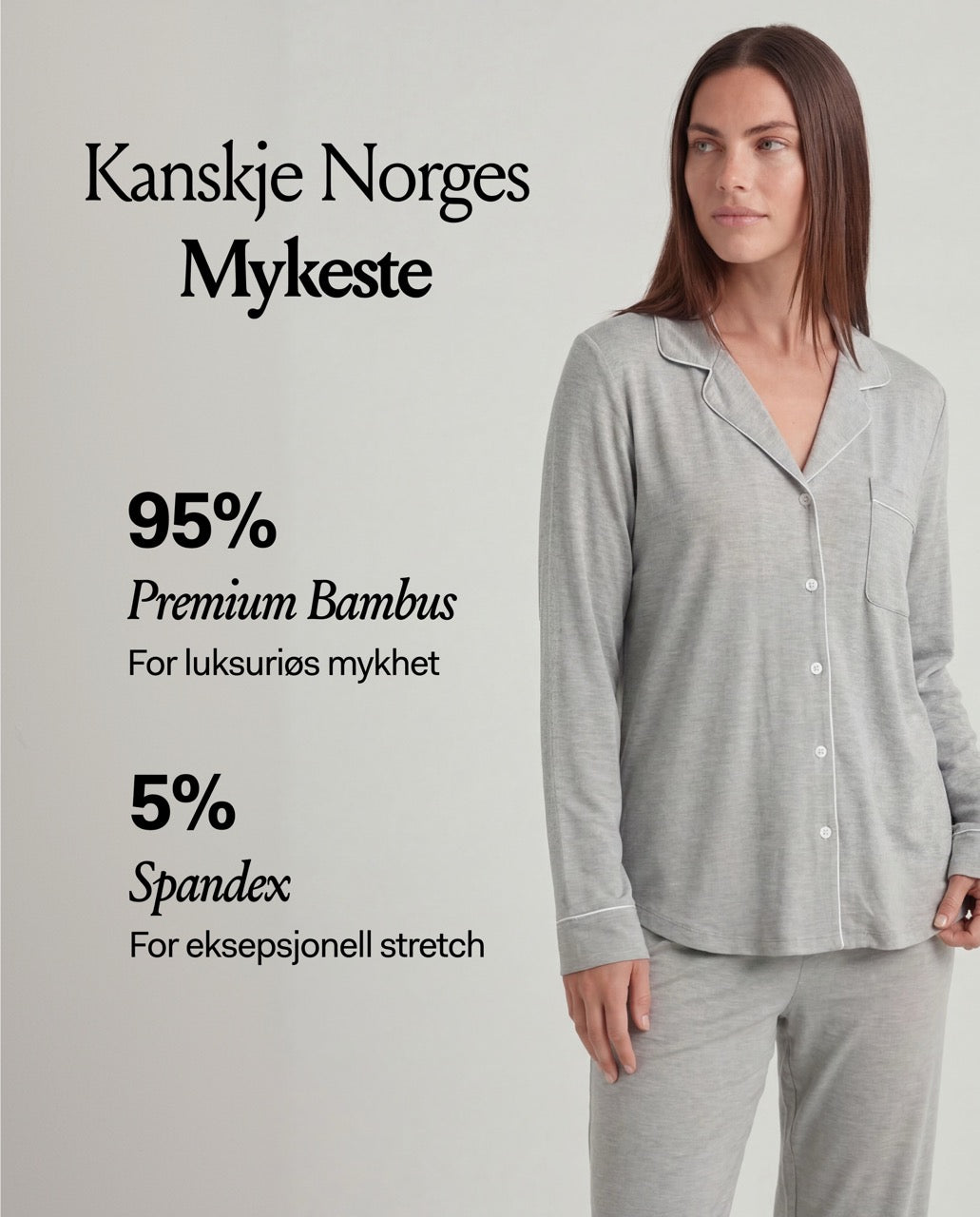 Jasnoszara piżama bambusowa